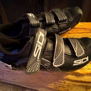EUC Men’s SiDI Zeta Mesh Black Leather Cycling Shoes SPD Cleats
